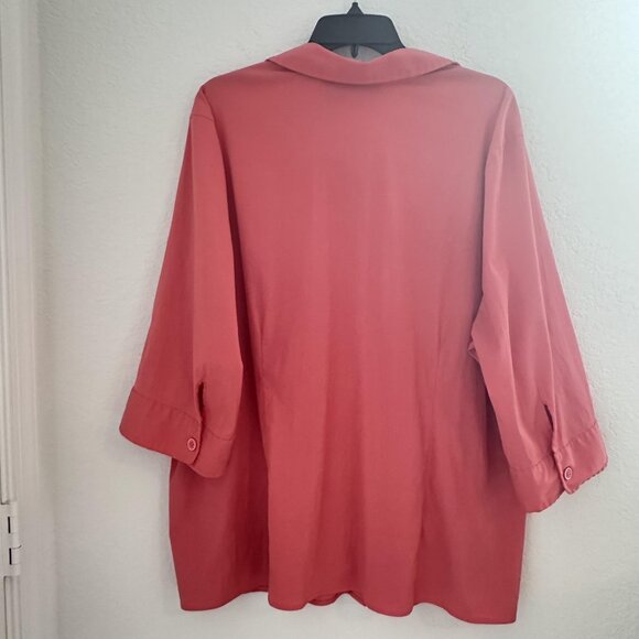Maggie Barnes Shirt‎ Womens 3X Candy Pink Button Front 3/4 Sleeve Office Party - Picture 6 of 11